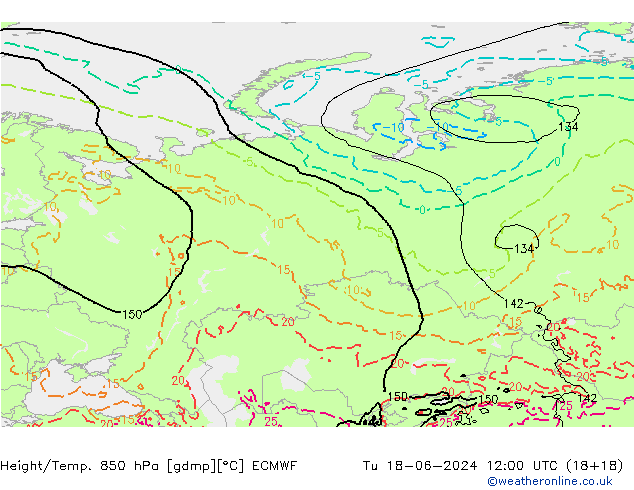 Z500/Rain (+SLP)/Z850 ECMWF вт 18.06.2024 12 UTC
