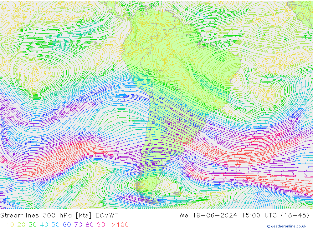 ветер 300 гПа ECMWF ср 19.06.2024 15 UTC