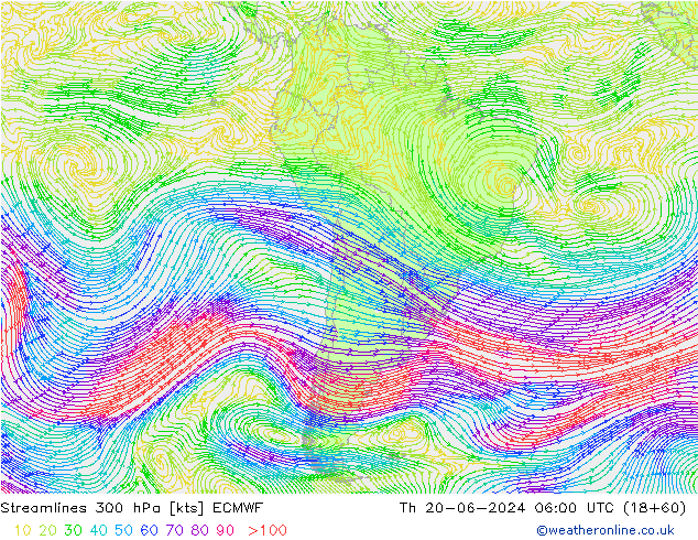 ветер 300 гПа ECMWF чт 20.06.2024 06 UTC