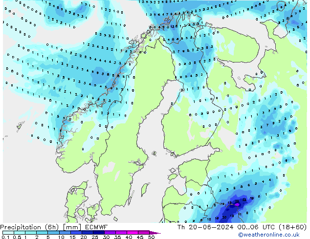 Prec 6h/Wind 10m/950 ECMWF jeu 20.06.2024 06 UTC