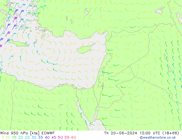 Viento 950 hPa ECMWF jue 20.06.2024 12 UTC