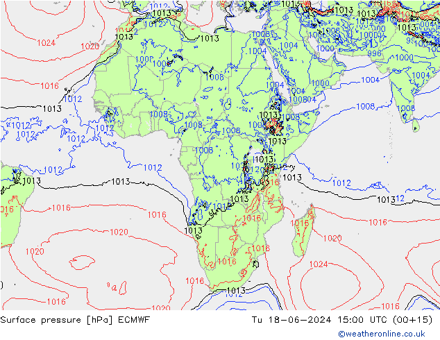 pressão do solo ECMWF Ter 18.06.2024 15 UTC