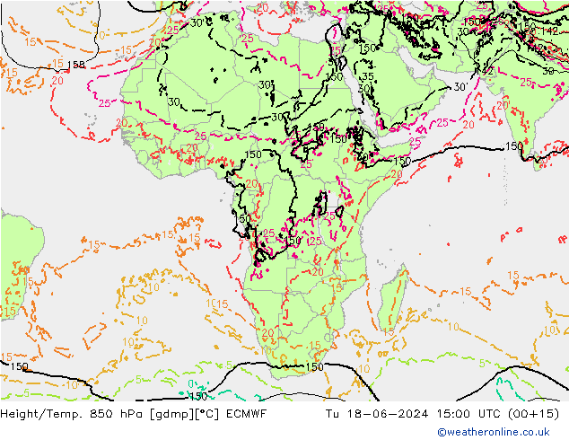 Height/Temp. 850 hPa ECMWF mar 18.06.2024 15 UTC