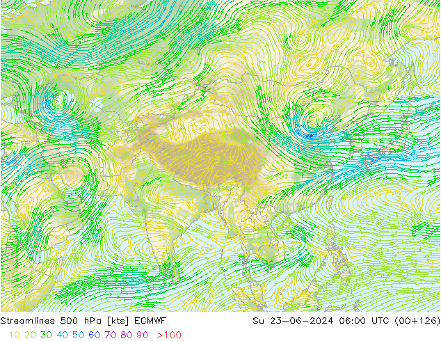 Rüzgar 500 hPa ECMWF Paz 23.06.2024 06 UTC