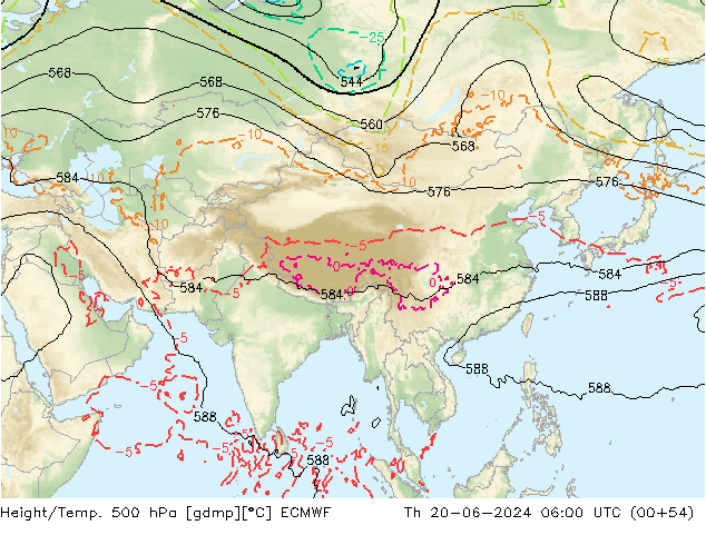 Z500/Rain (+SLP)/Z850 ECMWF Čt 20.06.2024 06 UTC