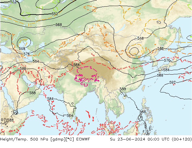 Z500/Rain (+SLP)/Z850 ECMWF Dom 23.06.2024 00 UTC