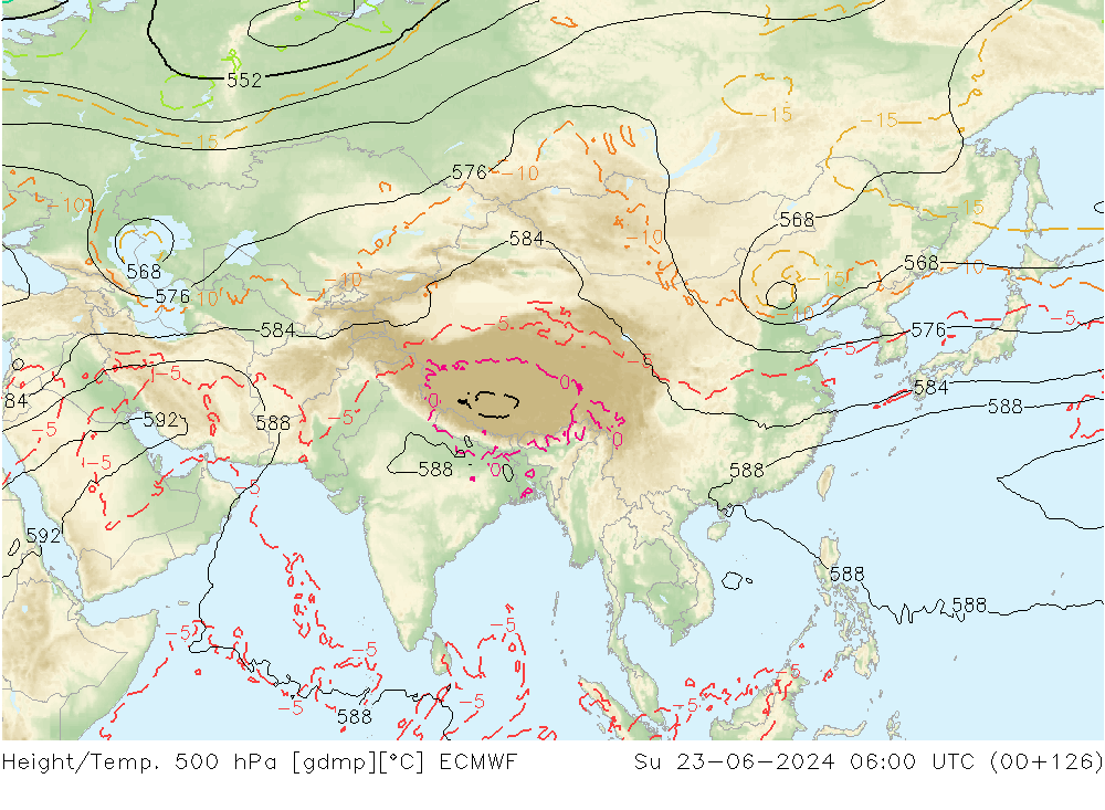 Z500/Rain (+SLP)/Z850 ECMWF Su 23.06.2024 06 UTC