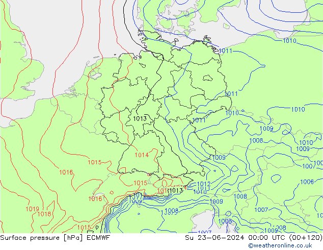 Yer basıncı ECMWF Paz 23.06.2024 00 UTC