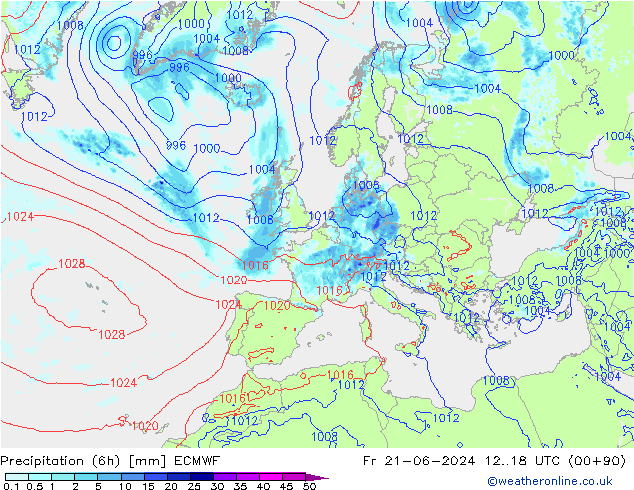 Z500/Regen(+SLP)/Z850 ECMWF vr 21.06.2024 18 UTC