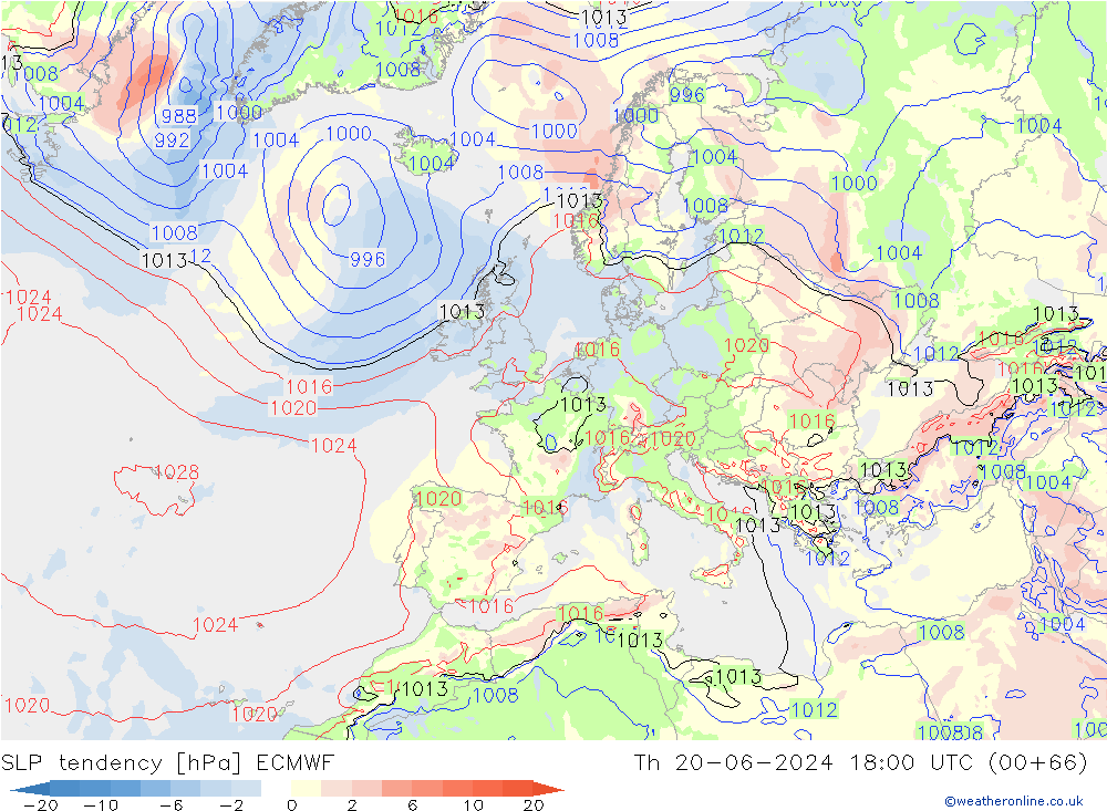 Drucktendenz ECMWF Do 20.06.2024 18 UTC