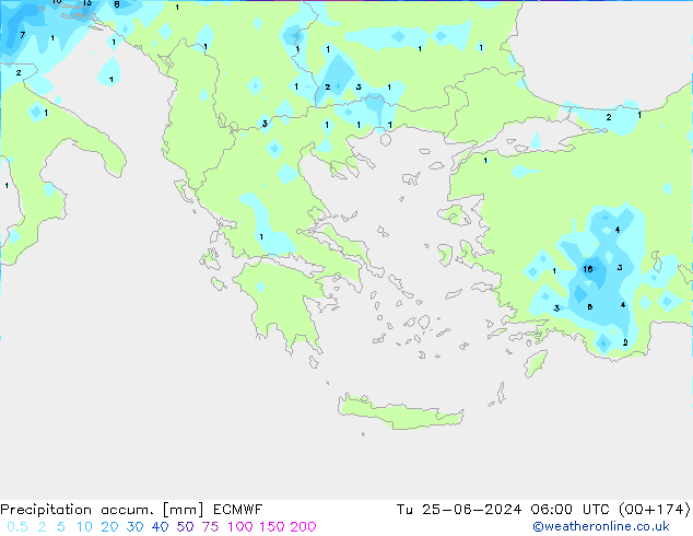Toplam Yağış ECMWF Sa 25.06.2024 06 UTC