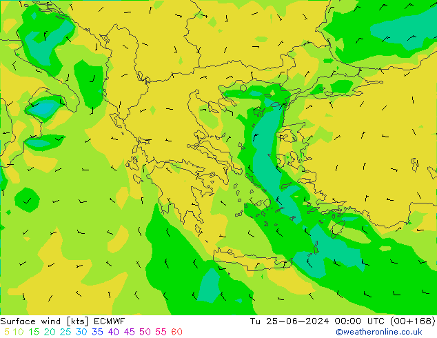 Vento 10 m ECMWF mar 25.06.2024 00 UTC