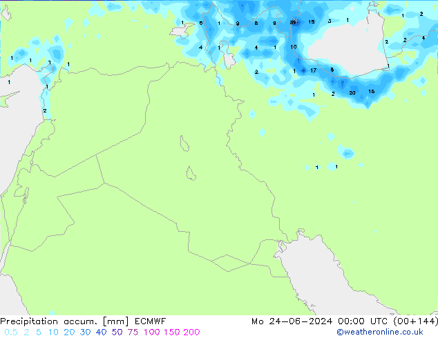 Precipitación acum. ECMWF lun 24.06.2024 00 UTC