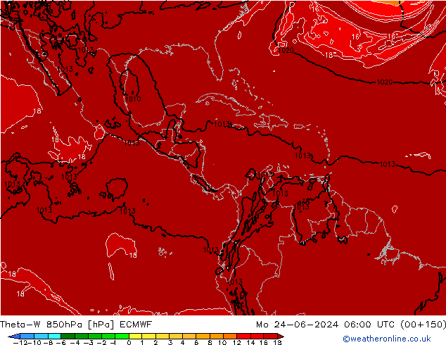 Theta-W 850hPa ECMWF Mo 24.06.2024 06 UTC