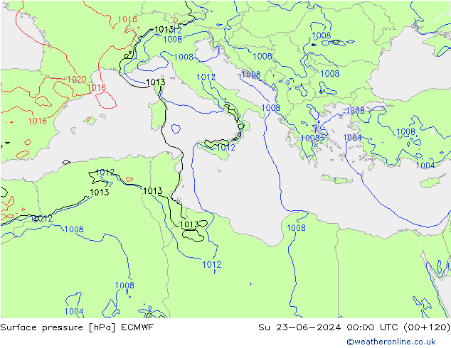 приземное давление ECMWF Вс 23.06.2024 00 UTC