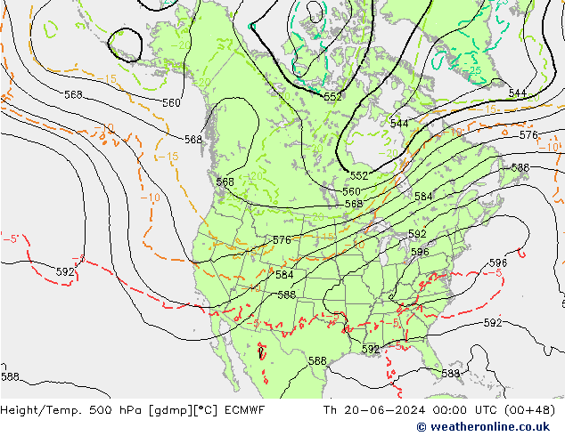 Z500/Rain (+SLP)/Z850 ECMWF Th 20.06.2024 00 UTC