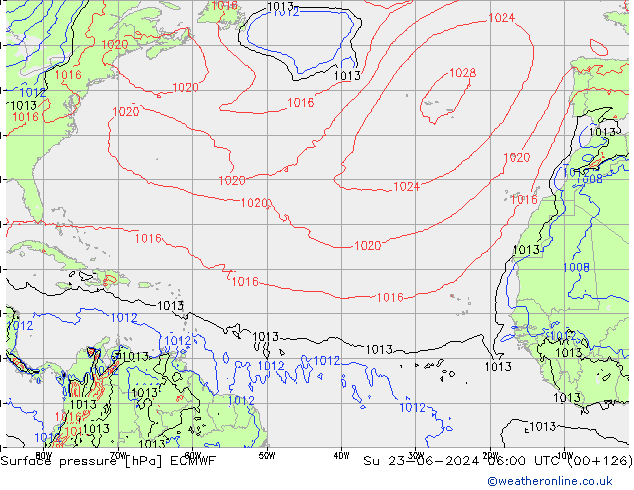 приземное давление ECMWF Вс 23.06.2024 06 UTC