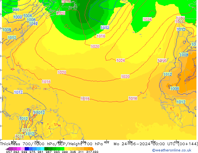 700-1000 hPa Kalınlığı ECMWF Pzt 24.06.2024 00 UTC