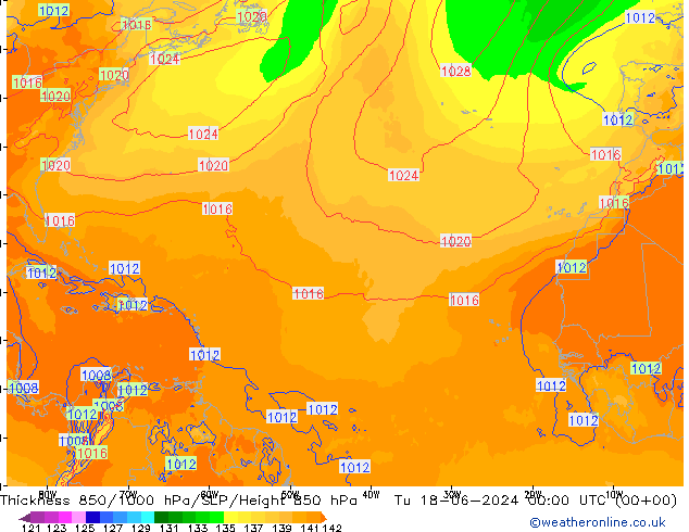 Thck 850-1000 hPa ECMWF wto. 18.06.2024 00 UTC