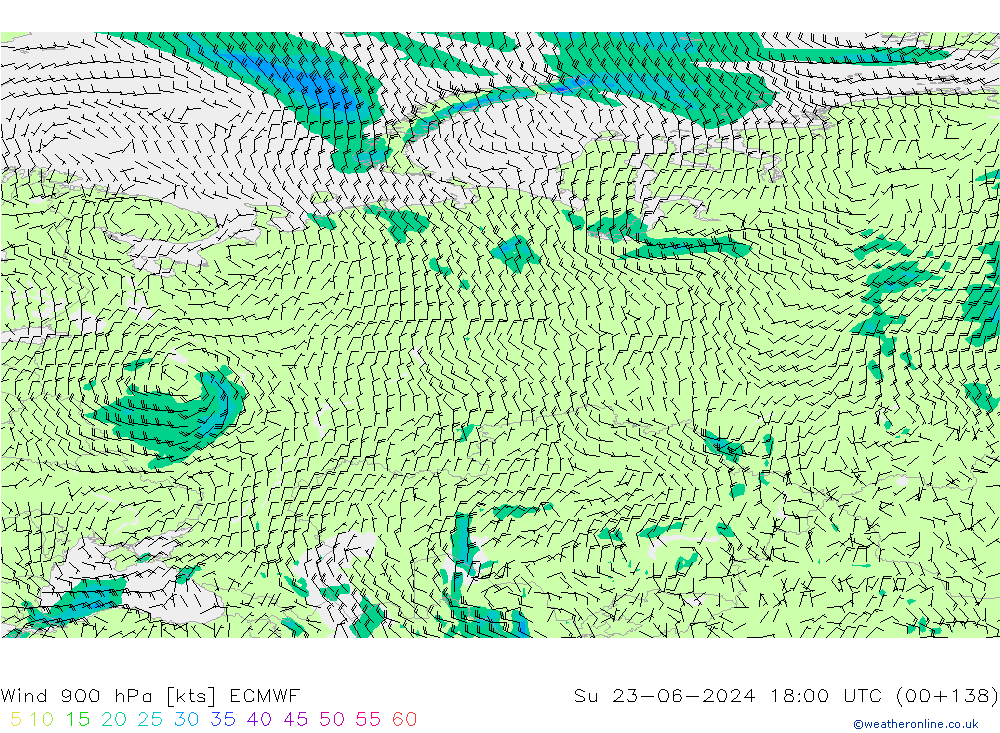 Viento 900 hPa ECMWF dom 23.06.2024 18 UTC