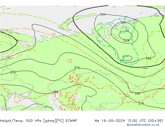 Height/Temp. 500 гПа ECMWF ср 19.06.2024 12 UTC