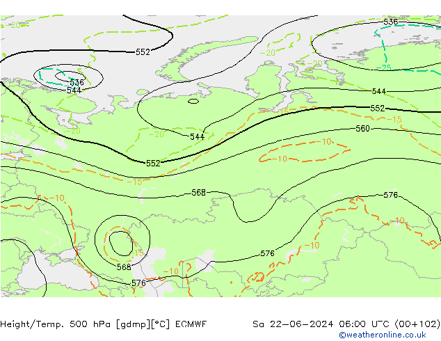 Z500/Rain (+SLP)/Z850 ECMWF So 22.06.2024 06 UTC