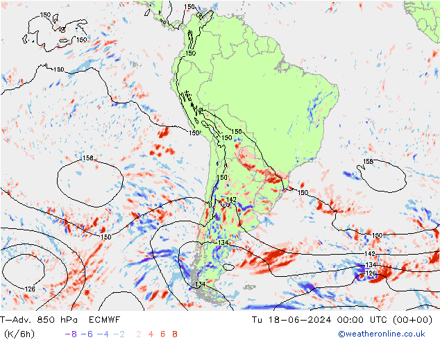 T-Adv. 850 hPa ECMWF 星期二 18.06.2024 00 UTC