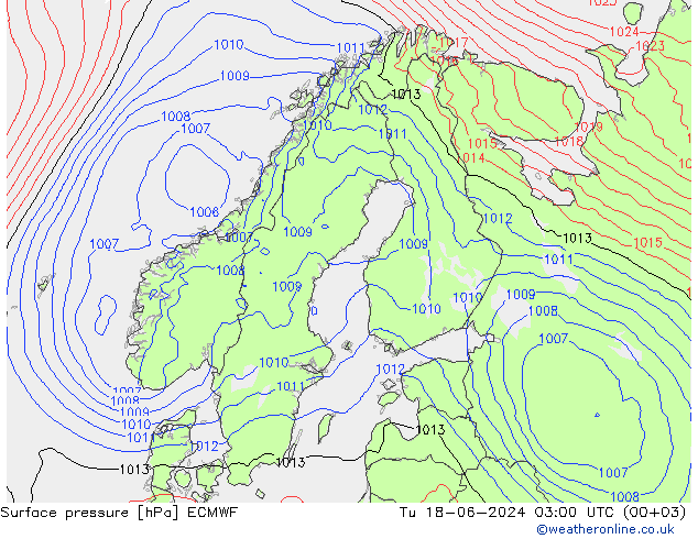 Bodendruck ECMWF Di 18.06.2024 03 UTC