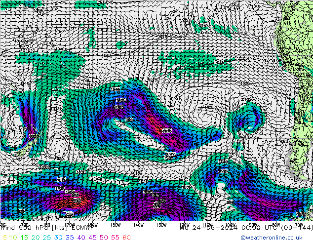 Wind 950 hPa ECMWF Mo 24.06.2024 00 UTC