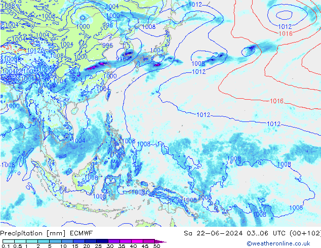 Precipitazione ECMWF sab 22.06.2024 06 UTC