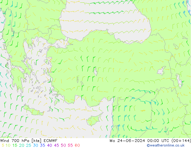 Wind 700 hPa ECMWF Mo 24.06.2024 00 UTC