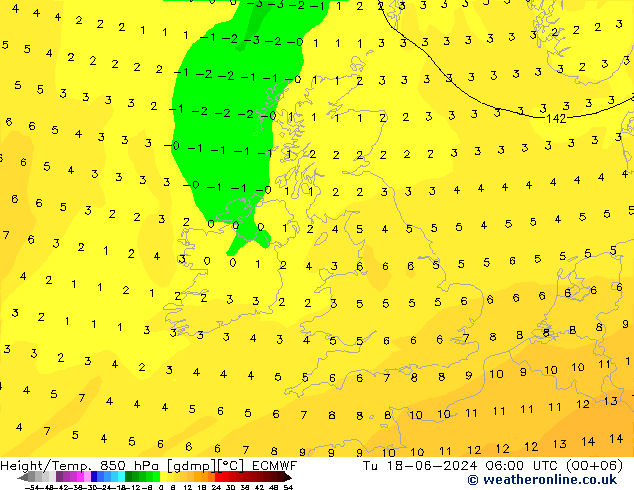 Z500/Rain (+SLP)/Z850 ECMWF  18.06.2024 06 UTC