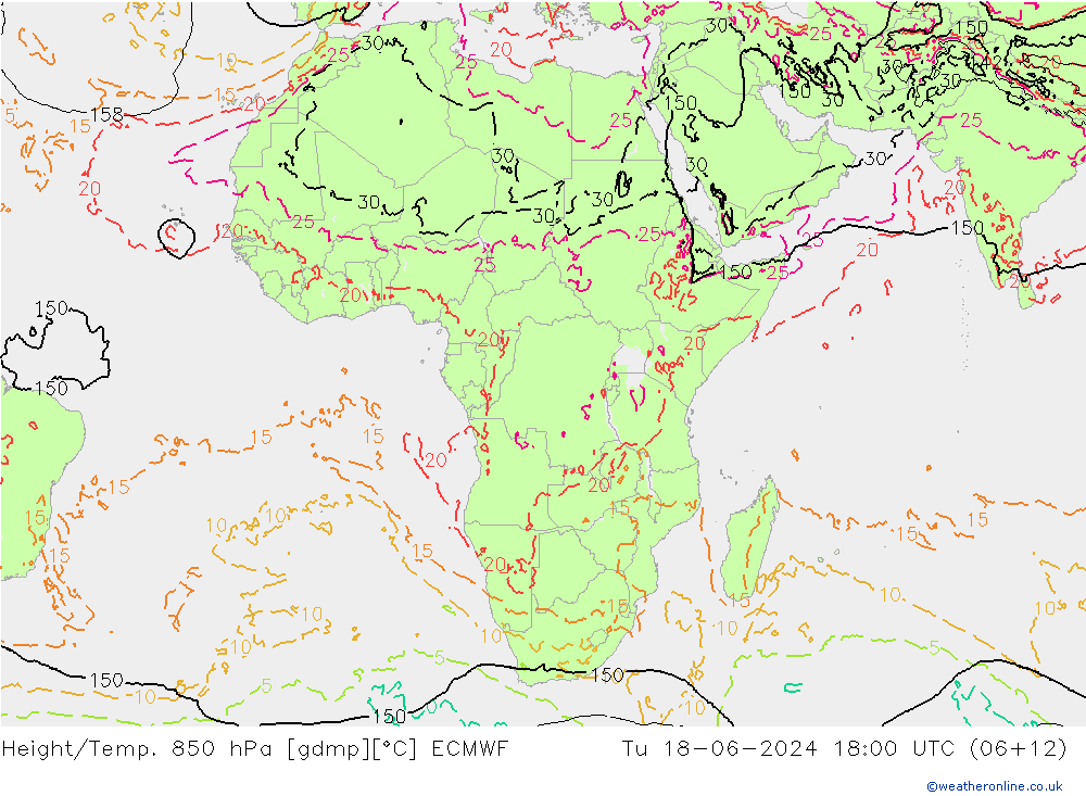 Z500/Rain (+SLP)/Z850 ECMWF Tu 18.06.2024 18 UTC