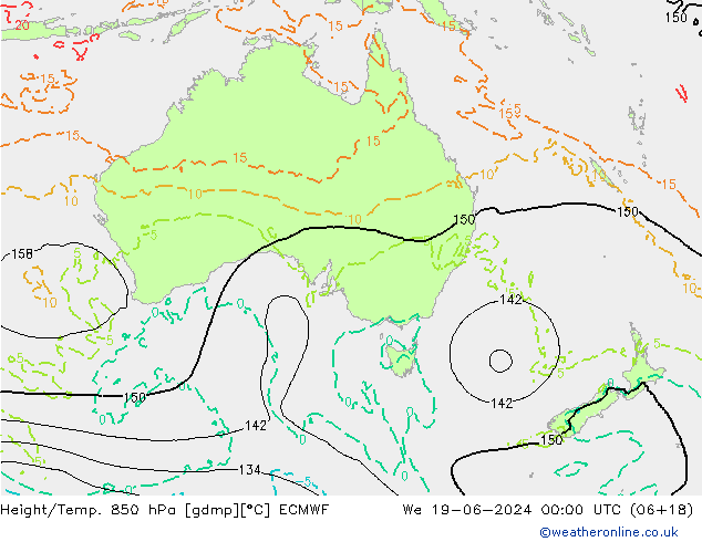 Yükseklik/Sıc. 850 hPa ECMWF Çar 19.06.2024 00 UTC