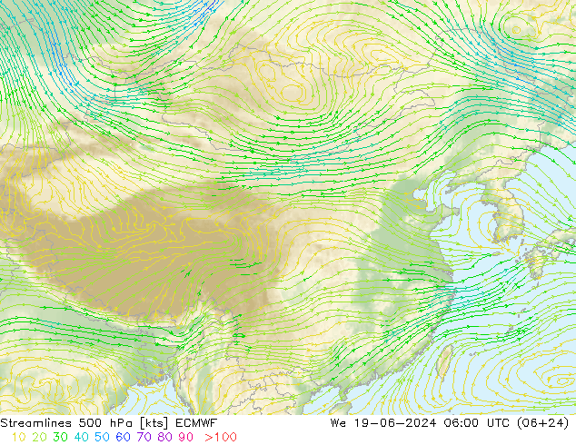 Rüzgar 500 hPa ECMWF Çar 19.06.2024 06 UTC