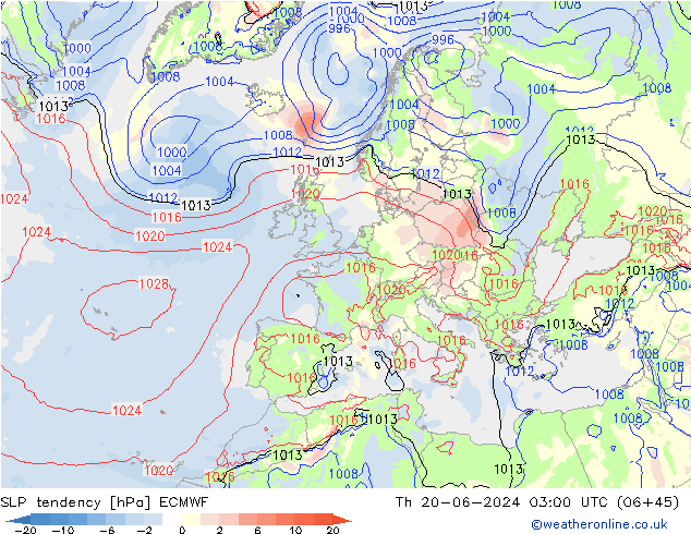 Drucktendenz ECMWF Do 20.06.2024 03 UTC