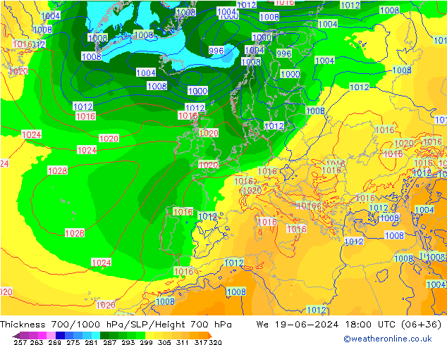 Thck 700-1000 hPa ECMWF We 19.06.2024 18 UTC