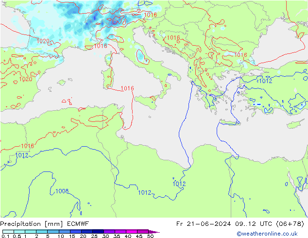 Precipitation ECMWF Fr 21.06.2024 12 UTC