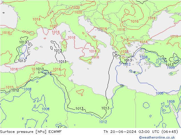 Bodendruck ECMWF Do 20.06.2024 03 UTC