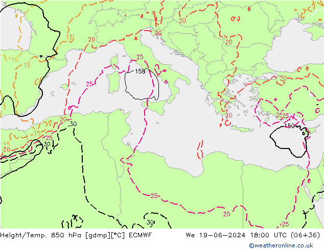 Z500/Rain (+SLP)/Z850 ECMWF mer 19.06.2024 18 UTC