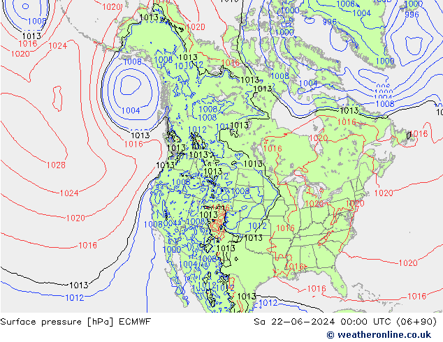 Pressione al suolo ECMWF sab 22.06.2024 00 UTC