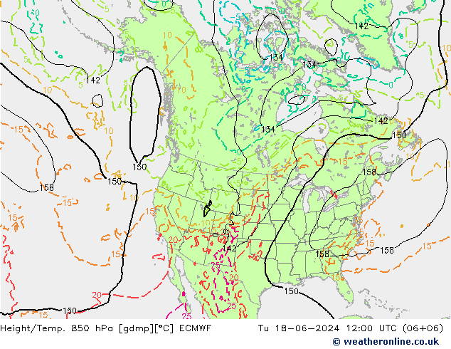 Z500/Yağmur (+YB)/Z850 ECMWF Sa 18.06.2024 12 UTC