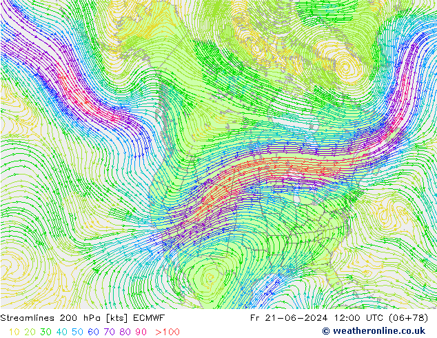 Rüzgar 200 hPa ECMWF Cu 21.06.2024 12 UTC