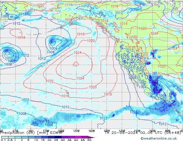 Prec 6h/Wind 10m/950 ECMWF jeu 20.06.2024 06 UTC