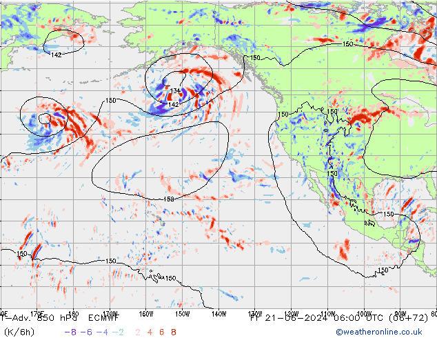 T-Adv. 850 hPa ECMWF Sex 21.06.2024 06 UTC