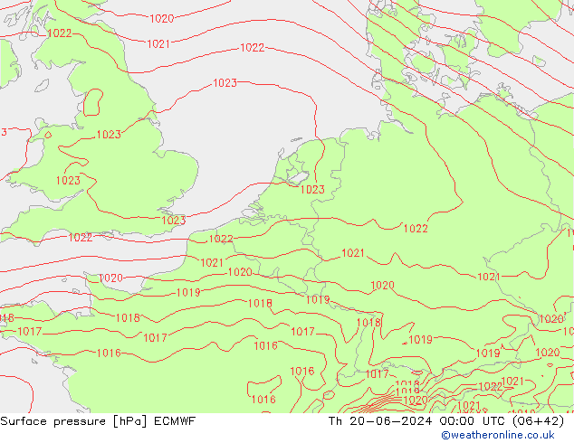 приземное давление ECMWF чт 20.06.2024 00 UTC