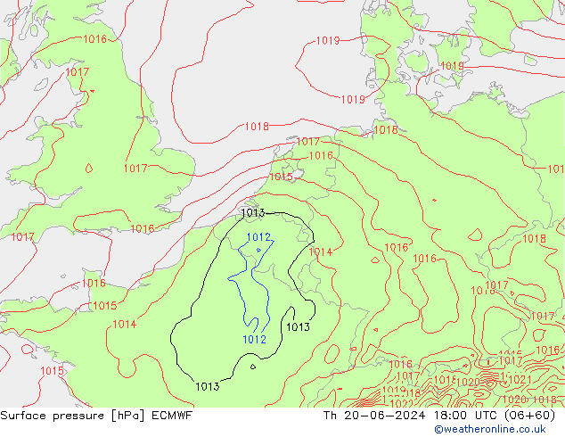 地面气压 ECMWF 星期四 20.06.2024 18 UTC