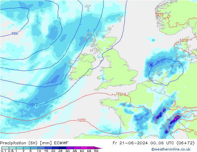 Z500/Rain (+SLP)/Z850 ECMWF Fr 21.06.2024 06 UTC