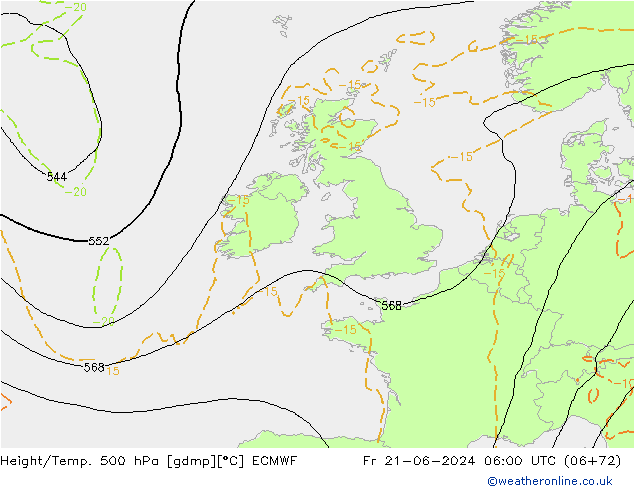 Z500/Rain (+SLP)/Z850 ECMWF Fr 21.06.2024 06 UTC