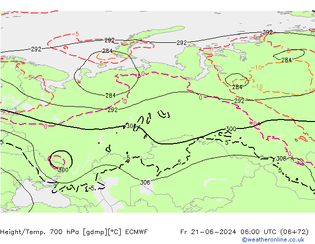 Height/Temp. 700 hPa ECMWF Sex 21.06.2024 06 UTC